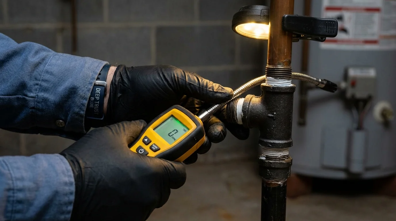 Gas leak detection with electronic sniffer by Johns Plumbing LLC in Gilmer