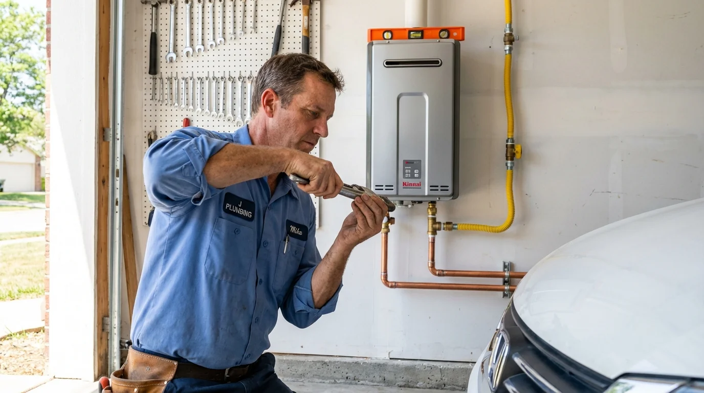 Tankless water heater installation by a Johns Plumbing LLC plumber in Gilmer